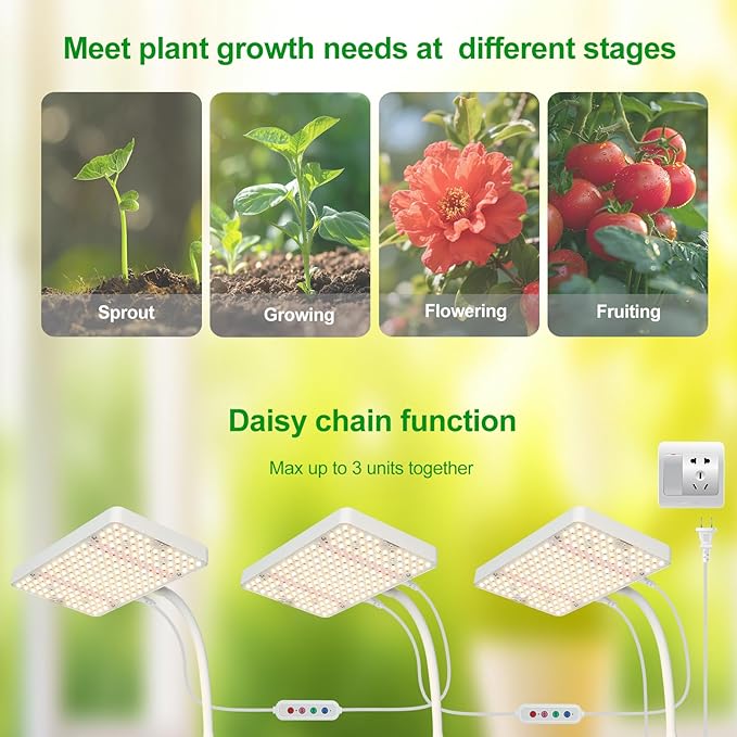 Floor Lamp Grow Light Bright Grow Lights with Stand for Tall Plants Bonsai Tree 4/8/12/16/20H Timer 25 Watt Power Draw NO Need Adapter 24-76 Height Daisy Chain Function