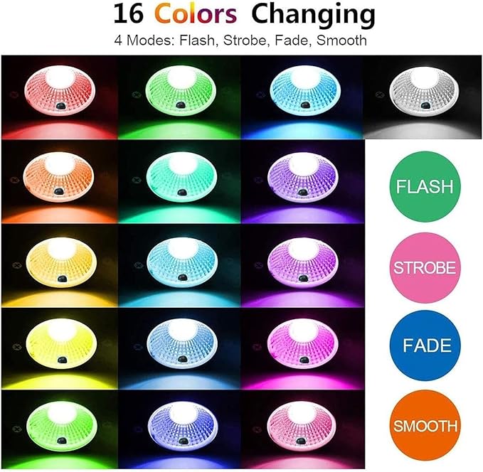 4PCS RGB Outdoor Landscape Spotlight - 3W Low Voltage Recessed LED Lights IP67 Waterproof Garden Lights with Remote Control for Trees and Yards