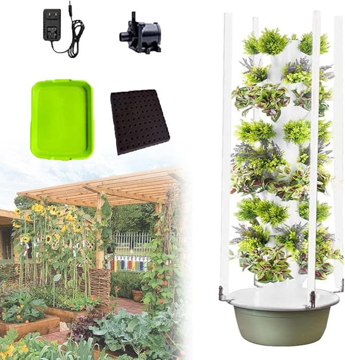 Hydroponics Growing System 20-36 Plant Indoor Tower with Pump System Plants Germination Kit Vertical Hydroponic System for Gardening Lover 7Layer