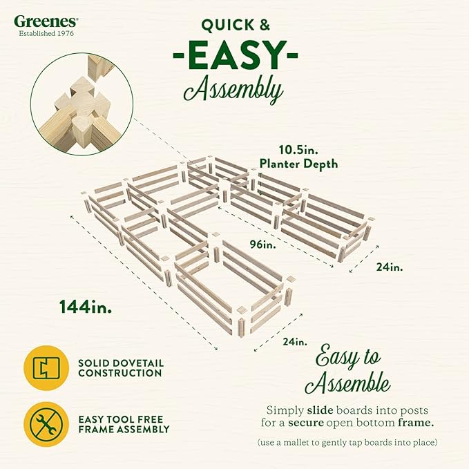 Greenes Fence Original Pine Raised Garden Bed 8' x 12' x 10.5 U-Shaped Bed - Made in USA with American Pine