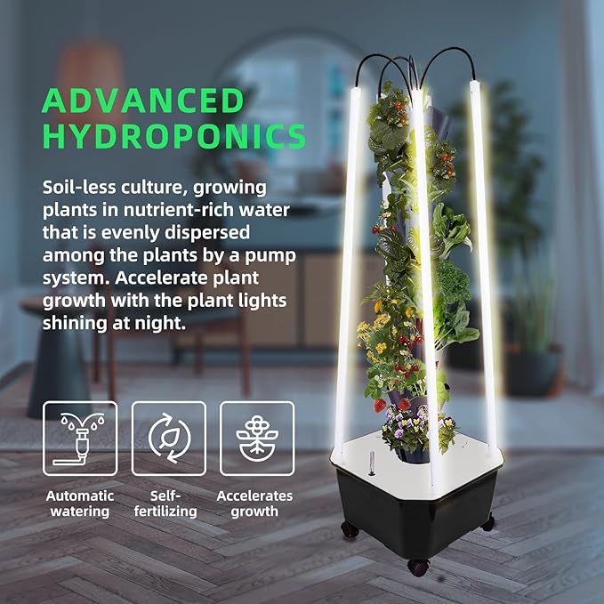 Hydroponic Growing System with Grow Lights Indoor Gardening System Grow Plant Food at Home with 40 Pieces at a time for Fruits Vegetables Herbs and Miniature Greens (No Seedlings Included)