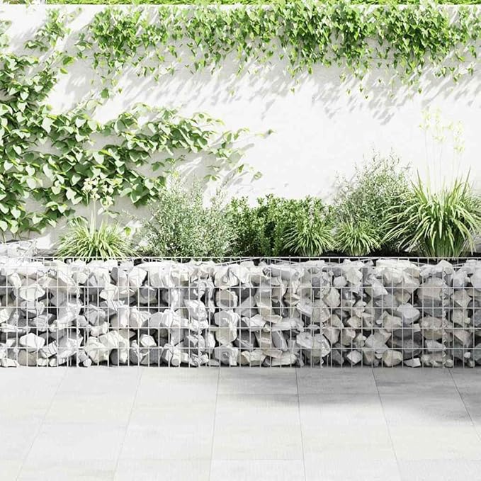 Galvanized Steel Gabion Wall Wall Basket Wire Fence Planter Cages Boxes Raised Bed Mesh Wire Wall Panel for Outdoor Landscape Lawn 248x11.8x19.7-625