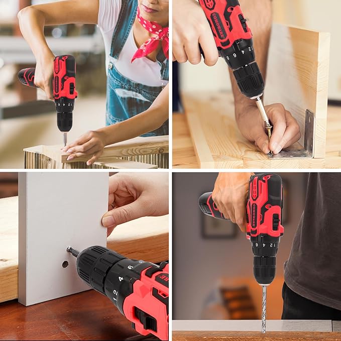 COMOWARE 12V Cordless Drill Set 169Pcs Hand Tool Set with Cordless Drill Driver Complete Repair Tool Kit for Men Storage Bag Ideal for Office Garden Dorm and DIY Project