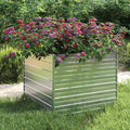 Outdoor Metal Garden Raised Bed Galvanized Steel Planter Box for Vegetables Flowers Herb Flower Planting Bed 39.4x39.4x30.3 Galvanized Steel Silver