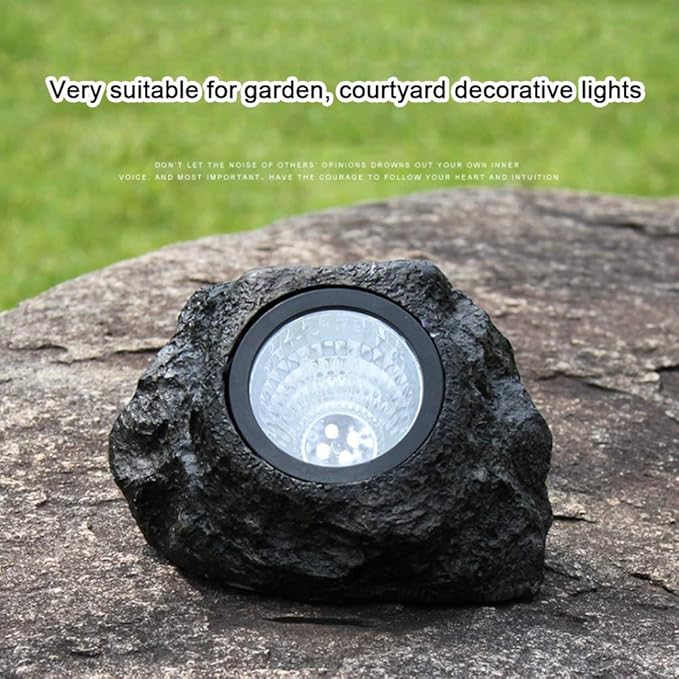 Solar Rock Light 2Pcs Small Solar Rock Lights Outdoor Solars Powered Rocks Light LED Garden Landscape Lights for Path Yard Patio Lawn Porch 4.7x5.9in