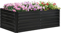 Galvanized Raised Garden Bed Kit with Reinforcing Bars Large and Tall Metal Planter Box for Vegetables Flowers and Herbs 6' x 3' x 2' Black