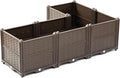 Rectangular Raised Garden Bed Kit Indoor Outdoor Plastic Planter Grow Box for Fresh Vegetables Herbs Flowers Succulents Brown
