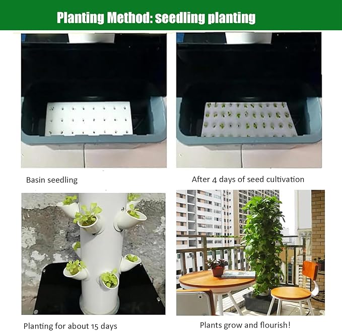 Hydroponic Growing System Kit30-Plants Indoor Vertical Tower Garden System KitSmart Garden Hydroponic Germination Kit Vegetable Tower with Pump for Herbs Fruits and Vegetables