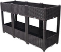 Planter Raised Beds - Elevated Garden Box with Drainage Plug for Vegetable/Flower/Herb Outdoor Standing Planter Beds Gardening Kit Brown 47.2x15.7x27.7
