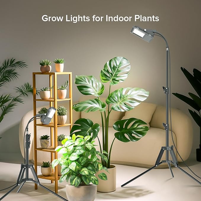 SANSI Grow Lights for Indoor Plants Dimmable 45W Plant Lights for Indoor Growing 88 LEDs Full Spectrum Plant Grow Light Adjustable Tripod Stand 33-58 Inches Auto On/Off Timer with Remote Control