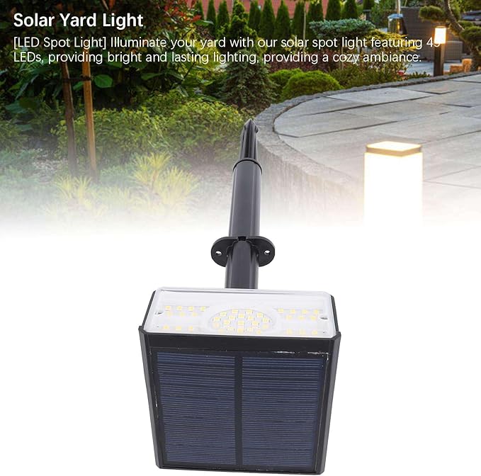 Outdoor Waterproof Spotlights 49 LEDs Solar Landscape Light - Bright Illumination IP65 Weather Ideal for Garden Yard Lawn (White Light)