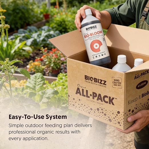 BioBizz All·Pack Outdoor - Complete Organic Nutrient Kit (6 x 16.9 fl oz) | Natural Fertilizer for Outdoor Plants Soil Enhancer Root &amp Bloom Booster for Garden Growth
