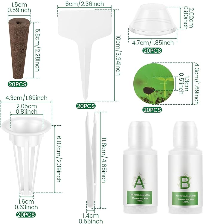 Hydroponic Pods Kit Plastic Seed Pod Kit Good Water Retention Hydroponic Growing Promotes Growth Seed Starter Pods Breathable Suitable for Indoor(103 pieceswhite)
