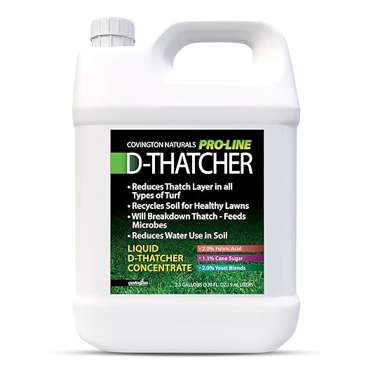 Covington PRO-LINE D-Thatcher Liquid Dethatcher (2.5 Gal) – Lawn Thatch Remover &amp Soil Softener Grass Clipping Breakdown for Healthy Lawns &amp Gardens – Dethatcher and Aerator Safe for Kids &a