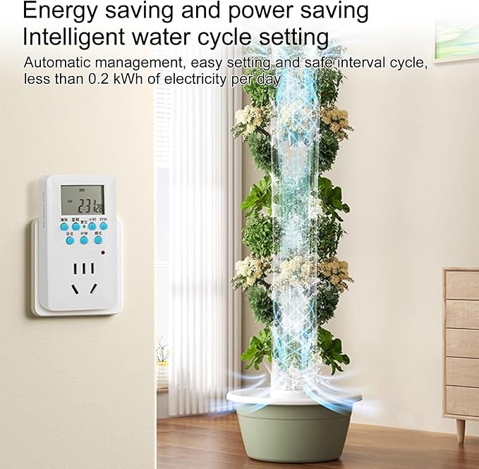 5/7/9 Tier Hydroponic Tower Aeroponic Tower Garden System Vertical Hydroponic Ggarden Tower with Pump Space Saving Design for Gardening Lover(165cm/65in)