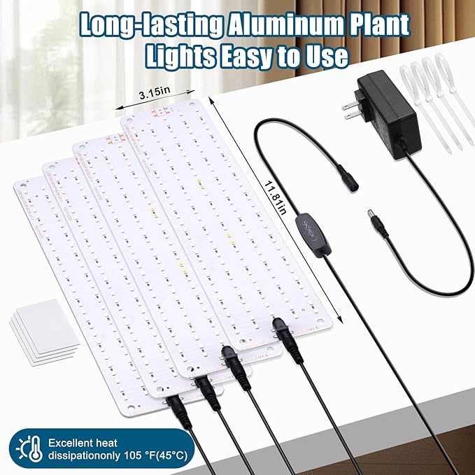 Grow Lights for Indoor Plants Full SpectrumPlant Lights with Auto Timer 3/6/12H Grow Light for Under Cabinet Plant 6 Dimmable Levels600LEDs Grow Lamp Panel Grow Lights for Seed Starting(4P)