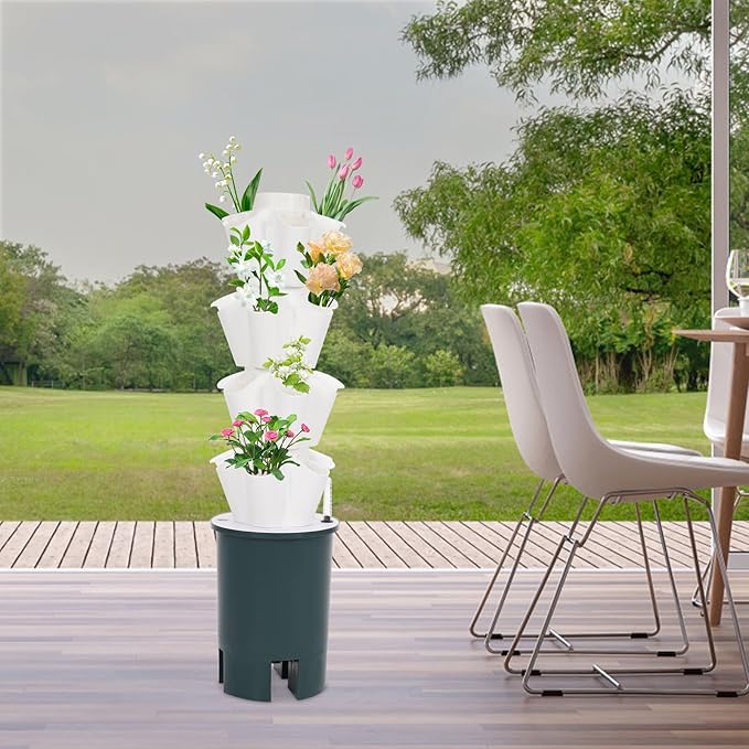 Hydroponic Tower 20-Hole Hydroponics Growing System Kit with Seeding Box/Water Pump Indoor Hydroponics Growing System with1.59 Gal Water Tank Soilless Cultivation Indoor Gardenin