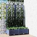 Garden Planter Blue Grey Polypropylene Large Planters Integrated Trellis Rectangular Outdoor Raised Garden Bed 31.5x15.7x47.8in for Patio Balcony