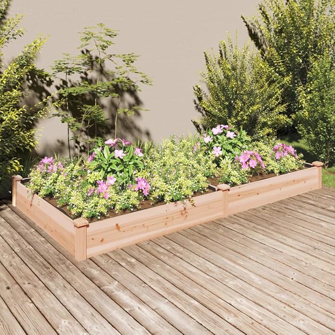 SKM Garden Raised Bed Natural Wood Solid fir Wood LargeBrown (Weight 23.7KG)