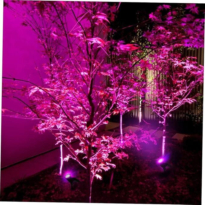 VILLCASE 2 Pcs Waterproof Solar Spotlights 4 LEDs RGB Landscape Lamp for Outdoor Lawn and Garden Solar Powered Ground Plug Light for Pathway and Patio