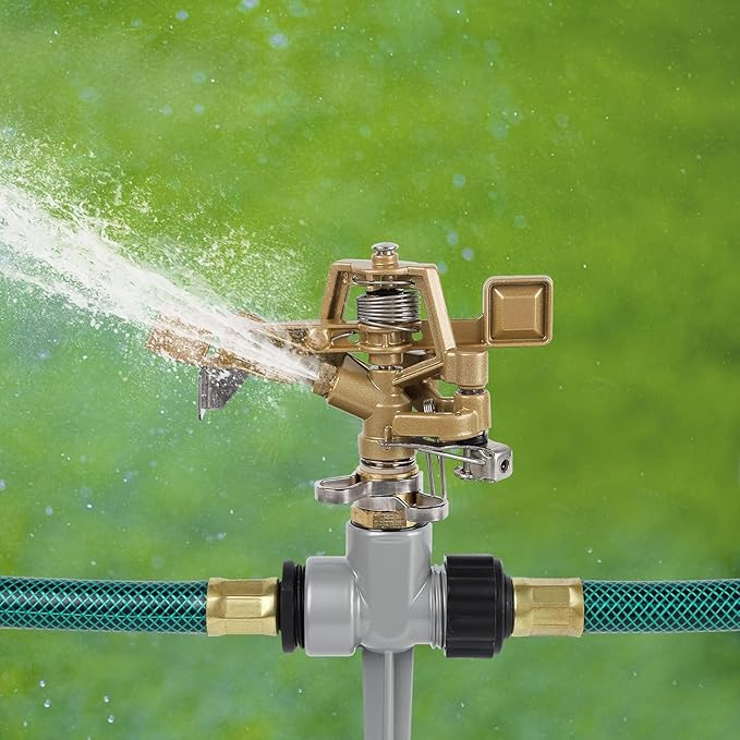 2 Pack Zinc Alloy Impact Sprinklers with Stand (Spike) Heavy Duty Zinc Alloy Lawn Sprinkler Head on Spike Base Adjustable Watering Sprinkler for Large Area Grass Yards Patio Garden Irrigation