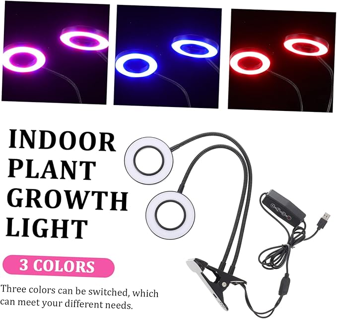 LED Plant Growth Lamp with Dual Head Design Brightness USB Powered Clamp Light for Indoor Planting for Florists and Gardeners Efficient Growth