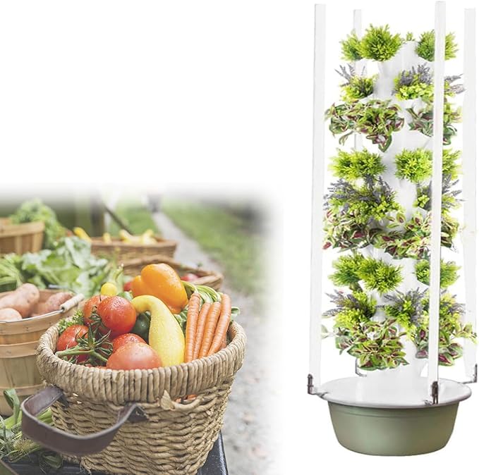 Hydroponics Growing KitsHydroponics Tower with LED Grow LightDIY Tower Hydroponic Growing System Indoor Soilless Vegetable Planting Hydroponic System7Layer