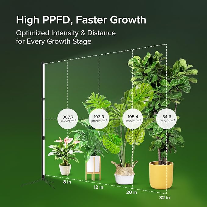80W LED Grow Light for Indoor Plants 3-Tier Standing Plant Light with 3/9/12H Timer 5 Dimmable Levels Full Spectrum Sunlike Grow Lamp for Seedlings Potted Tall &amp Large Houseplants in Room Ga