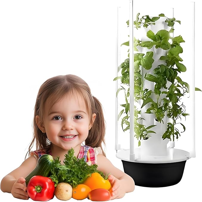 Hydroponic Growing System 20/28/36 Pods Hydroponics Tower Garden for Indoor HerbsFruitsAnd VegetablesAeroponics Growing Kit with Hydrating Pump and LED Grow Lights for Gardening Lover7 layer