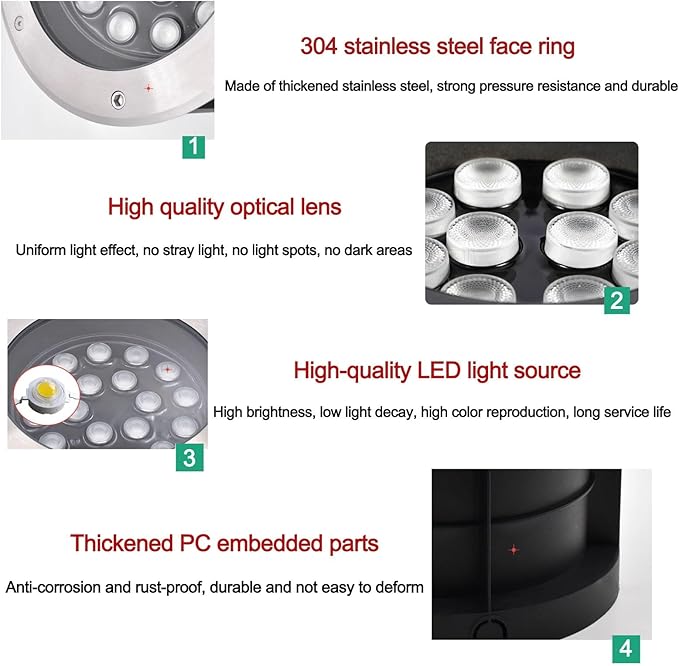 Ground LED Landscape Lights - Outdoor Buried Lights AC 220V LED 30° Adjustable Angle Underground Light IP67 Outdoor Waterproof Embedded Lawn Tree Spotlight Polarized Floor Lamp