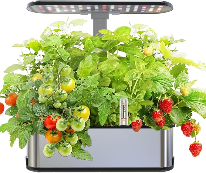 Hydroponics Growing Systems KitSmart Indoor Herbs GardenBHTNYOO/12 Pods 5L Capacity Planting Pots with LED Growth Lights and Intelligent Water PumpTimer