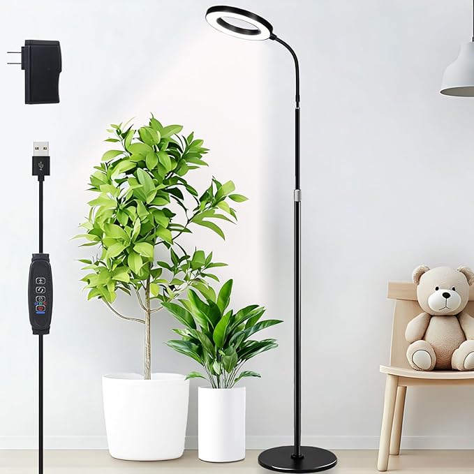 Plant Lights for Indoor Growing Standing Grow Lights for Indoor Plants 20w Full Spectrum LED Grow Lamp for Indoor Plants3/9/12 h Timer10 Brightness68 Height Adjustable Black