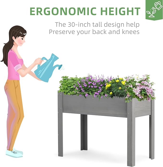 40x20x31 inch Raised Garden Bed with Legs Elevated Wooden Planter Box for Outdoor Plants Flowers Fruits Vegetable Herb Growing