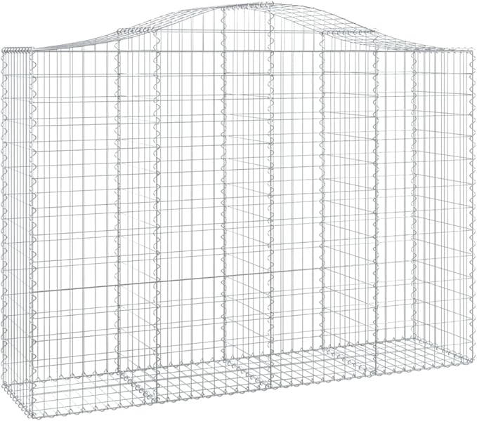 Two-Pack 78.7 x 78.7 x 63 in Silver Galvanized Iron Gabion Basket Set Modern Industrial Outdoor Planter Box Holds Stones Plants for Garden Patio Terrace
