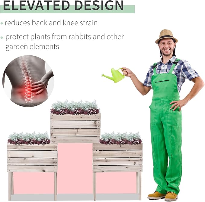 Planter Raised Beds Flower Bed Garden Planters 4PCS Wooden DIY Shape for Flowers Vegetables