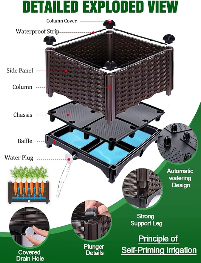 Kalolary 3 Sets Raised Garden Bed Elevated Garden Bed with Legs Patio Plant Boxes Vegetable Flowers Planting Raised Container for Indoor Outdoor Plant Fence Balcony Yard Gardening Supplies