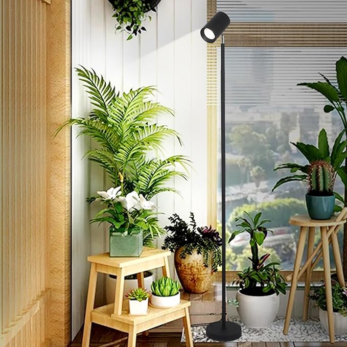 HMVPL 40W Grow Lights Stand for Indoor Plants Full Spectrum Standing Plant Light for Indoor Growing with COB Plant Light Bulb 4/8/12H Timer Tall Growth Floor Lamp for Large Plant (6 Level Height)