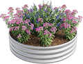 Round Galvanized Raised Garden Bed kit Steel Fire Pit Ring Flower Planter Metal Above Ground Boxes Kit Patio Ground Planter for Planting Vegetables and HerbSilver47.2×11.4