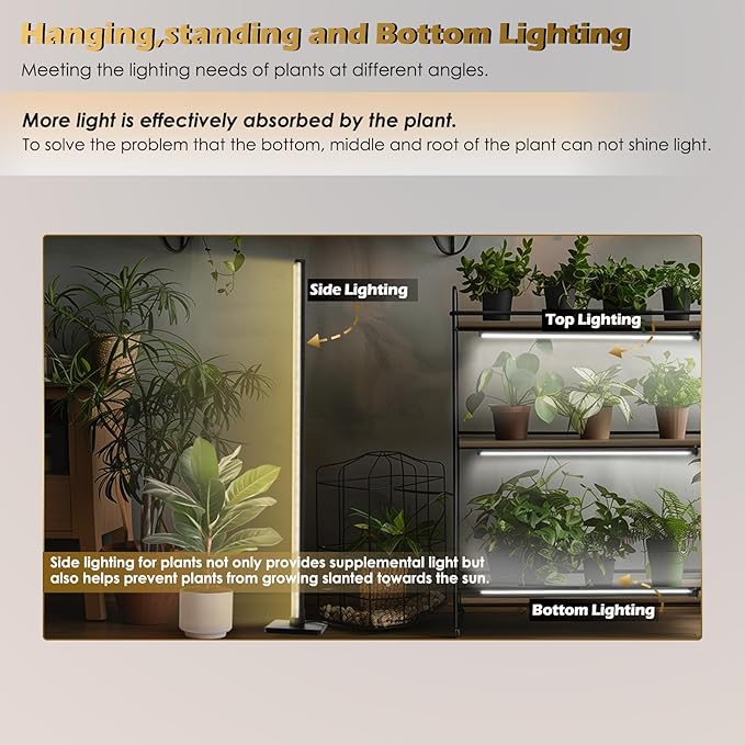 Grow Light with Auto-Timer Hanging and Standing Grow Lights for Indoor Plants3 Light Modes Detachable Full Spectrum Plant Lights for Wide Area Coverage in Indoor Plants (60 in)