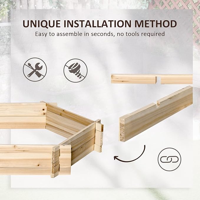 Wooden Raised Garden Bed Hexagon Screwless Planter for Outdoor Plants Vegetables Flowers Herbs 39 x 36 x 6 Natural Wood