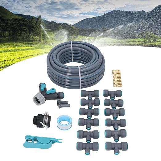FLEXMAN 32Ft Drip Irrigation System Garden Watering Automatic Drip Irrigation Kit Patio Lawn Equipment Set with Hose Adjustable Dripper for Farming Lawn Yard Greenho