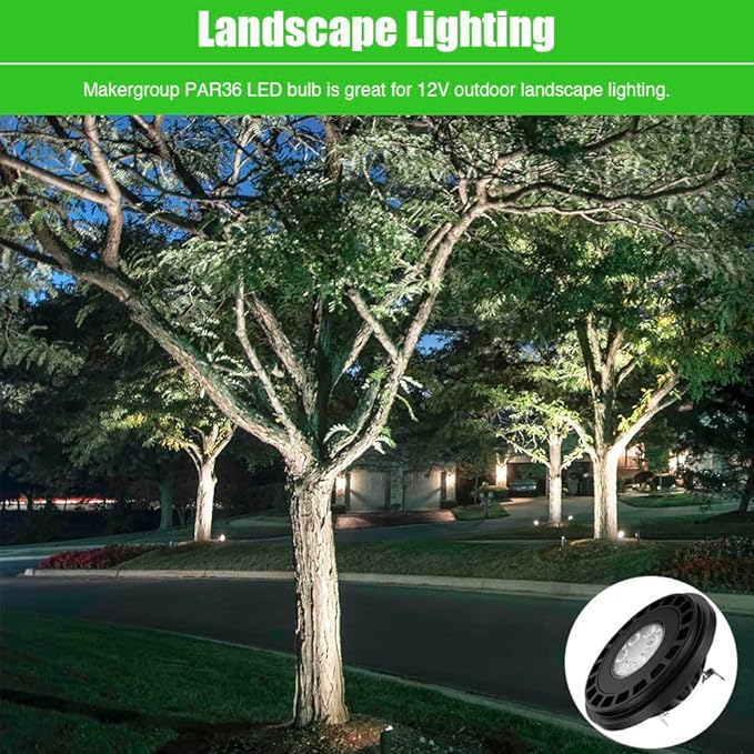 PAR36 Landscape LED Light Bulb 10W 12V Low Voltage Waterproof Spotlight for Outdoor Yard Lighting Tree Light In-Ground Well Light Daylight White 5000K