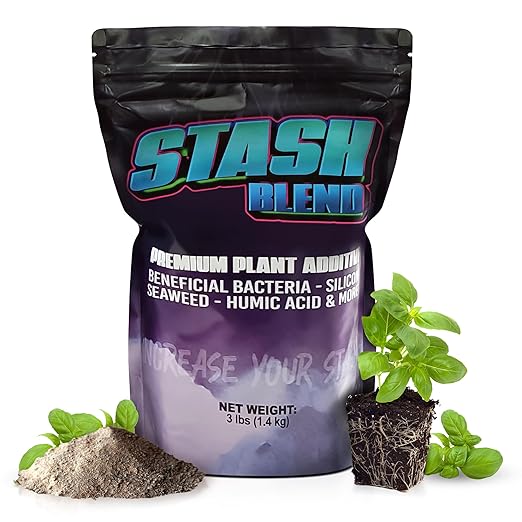 Stash Blend Premium Plant Additive Root Hormone for Plants - with Corn-Steep Liquor Seaweed Powder Humic Acid Mycorrhizae Microbial Bacteria Soluble Silicon - Ideal for Gardeners and Growers