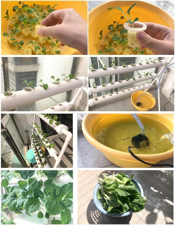 Hydroponic Tower DIY Home Garden Balcony Vegetable Planter Agricultural Greenhouse Indoor Vertical PVC Pipe NFT Hydroponics System110V