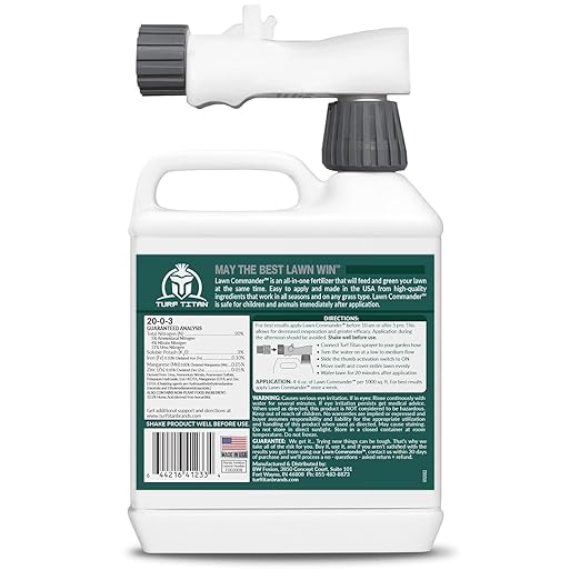 Turf Titan Lawn Commander – All-in-One Lawn Booster and Fertilizer (32 oz) – Peak Growth &amp Green Grass for All Seasons – Tri-Action Nitrogen Tech - Hose End Lawn Sprayer – Covers up to 8000 Sq Ft