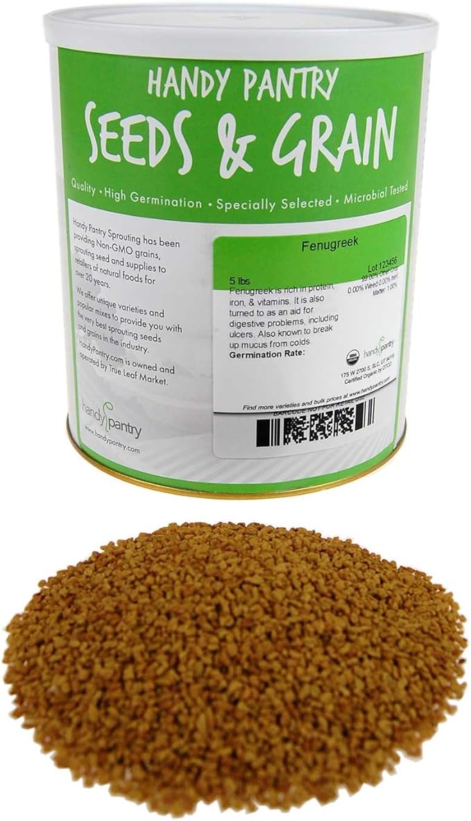 Organic Fenugreek Sprouting Seeds - Seeds for Planting Hydroponics Growing Sprouts Grinding for Spices &amp More (5 Lb)