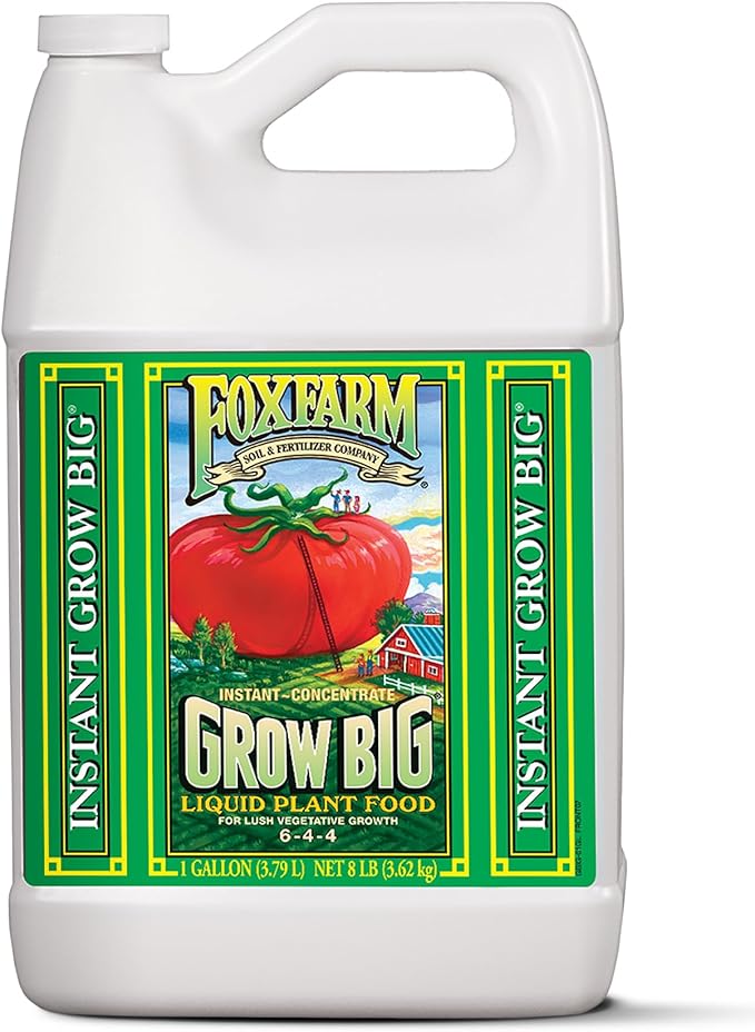 FoxFarm Grow Big Liquid Plant Food - 6-4-4 House Plant Fertilizer for Lush Vegetative Growth Fast Nutrient Uptake for Roses Tomatoes &amp Veggies - Gallon Size Concentrate
