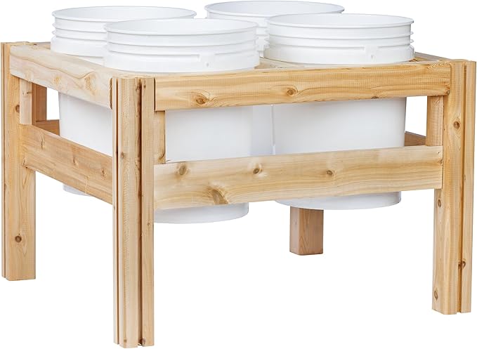 Greenes Fence Four Bucket Elevated Cedar Wood Garden Frame 29 in. x 28 in. x 20 in. - Made in USA with North American Cedar