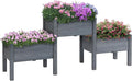 73x18x32 3Tier Raised Wooden Garden Bed Heavy-Duty Material Weather-Resistant All-Season Use Freestanding Grey Durability Construction Full Assembly