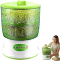 Bean Sprouts Grow Kit 2-Tier Large Capacity Seed Sprouting Kit with 360° Spray 3 Modes for Indoor Gardening Green